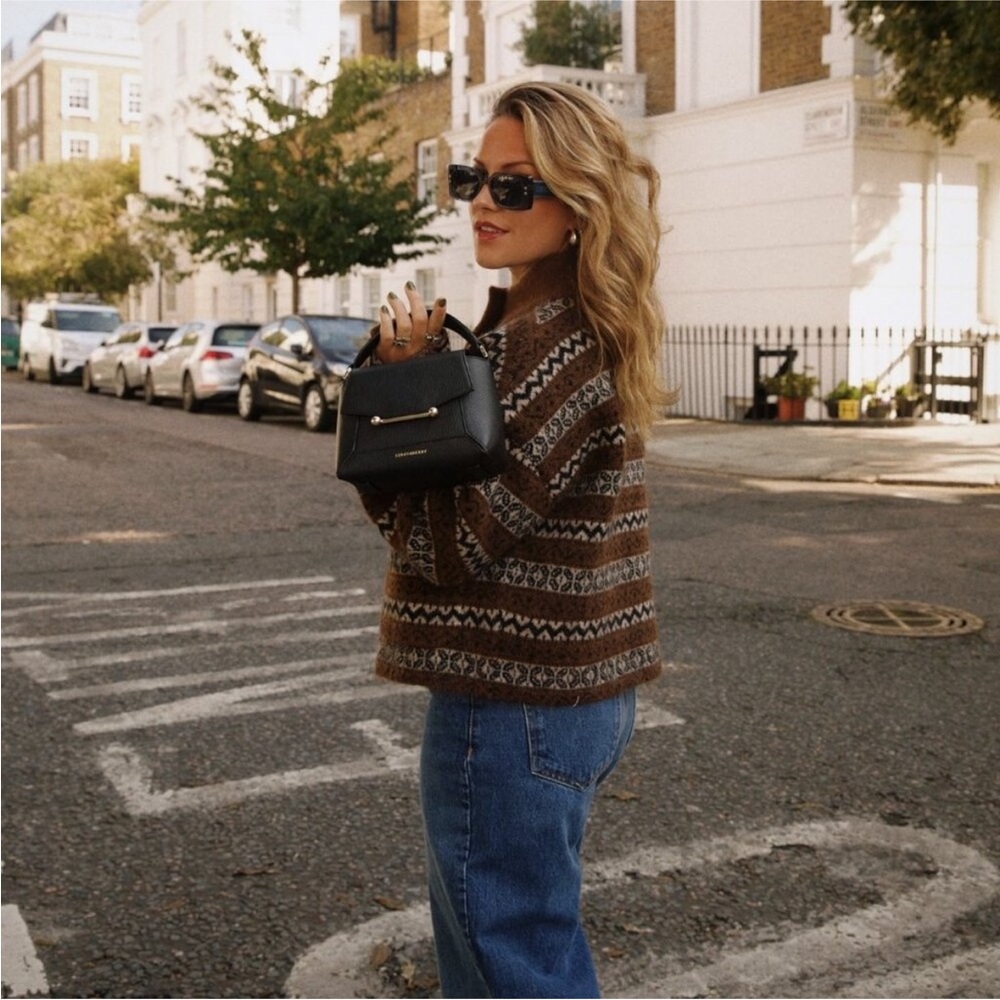 Sezane Thais Brown Patterned Women's Cardigan Sma… - image 2